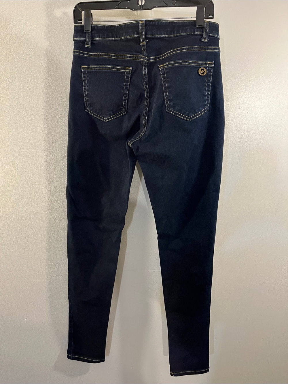 Michael Kors Dark Navy Skinny Jeans with Gold Stitching - Picture 2 of 3